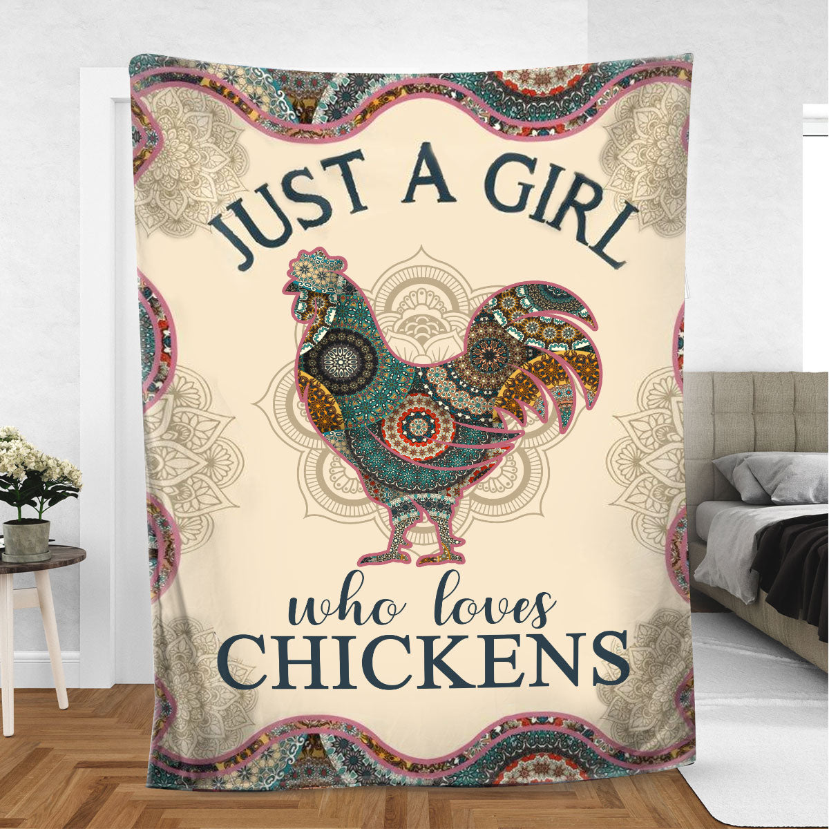 Ohaprints-Fleece-Sherpa-Blanket-Chicken-Rooster-Mandala-Farm-Animal-Lover-Gift-Soft-Throw-Blanket-518-Sherpa Blanket