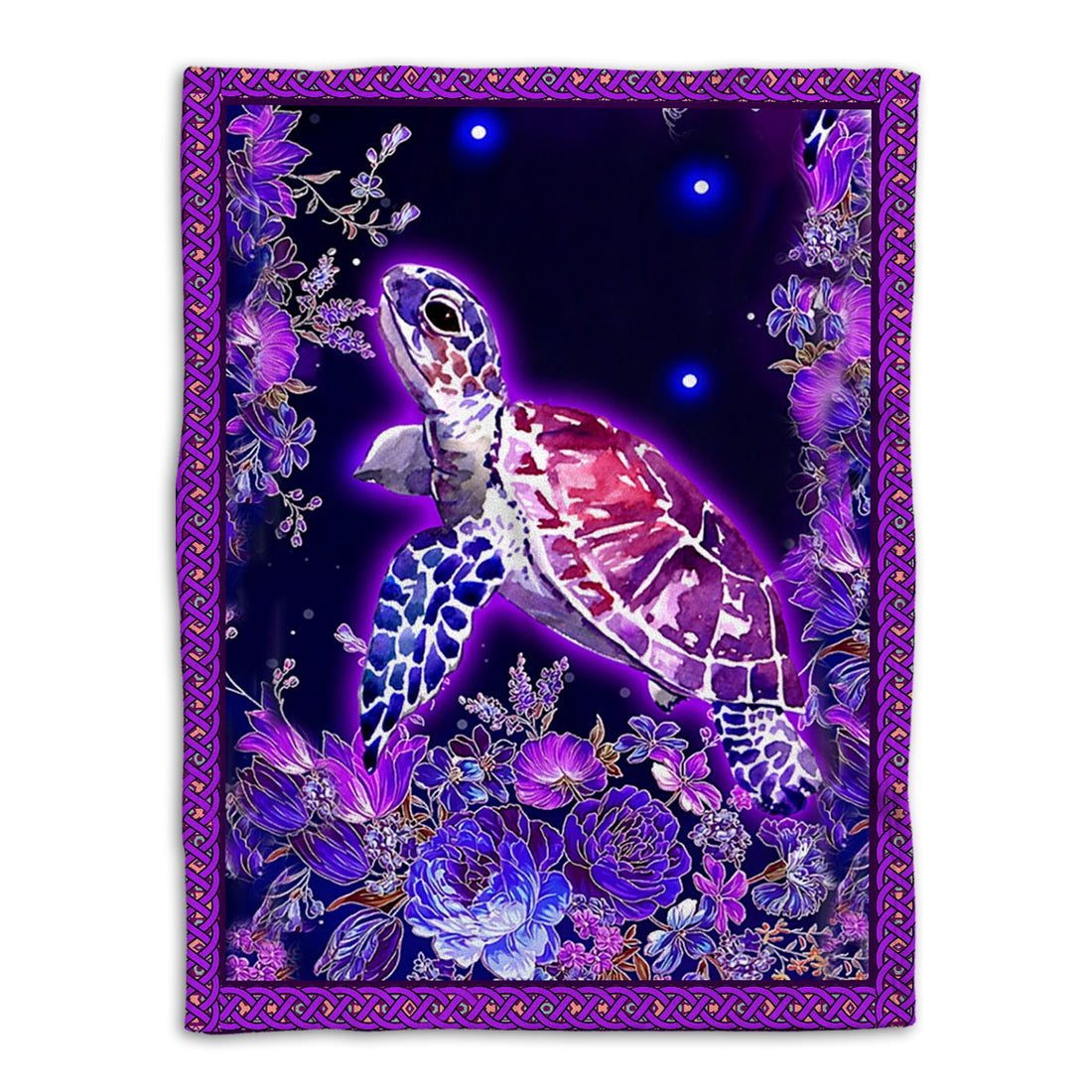 Ohaprints-Fleece-Sherpa-Blanket-Turtle-Purple-Flower-Ocean-Animal-Lover-Gift-Soft-Throw-Blanket-1101-Fleece Blanket