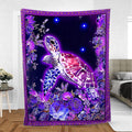 Ohaprints-Fleece-Sherpa-Blanket-Turtle-Purple-Flower-Ocean-Animal-Lover-Gift-Soft-Throw-Blanket-1101-Sherpa Blanket