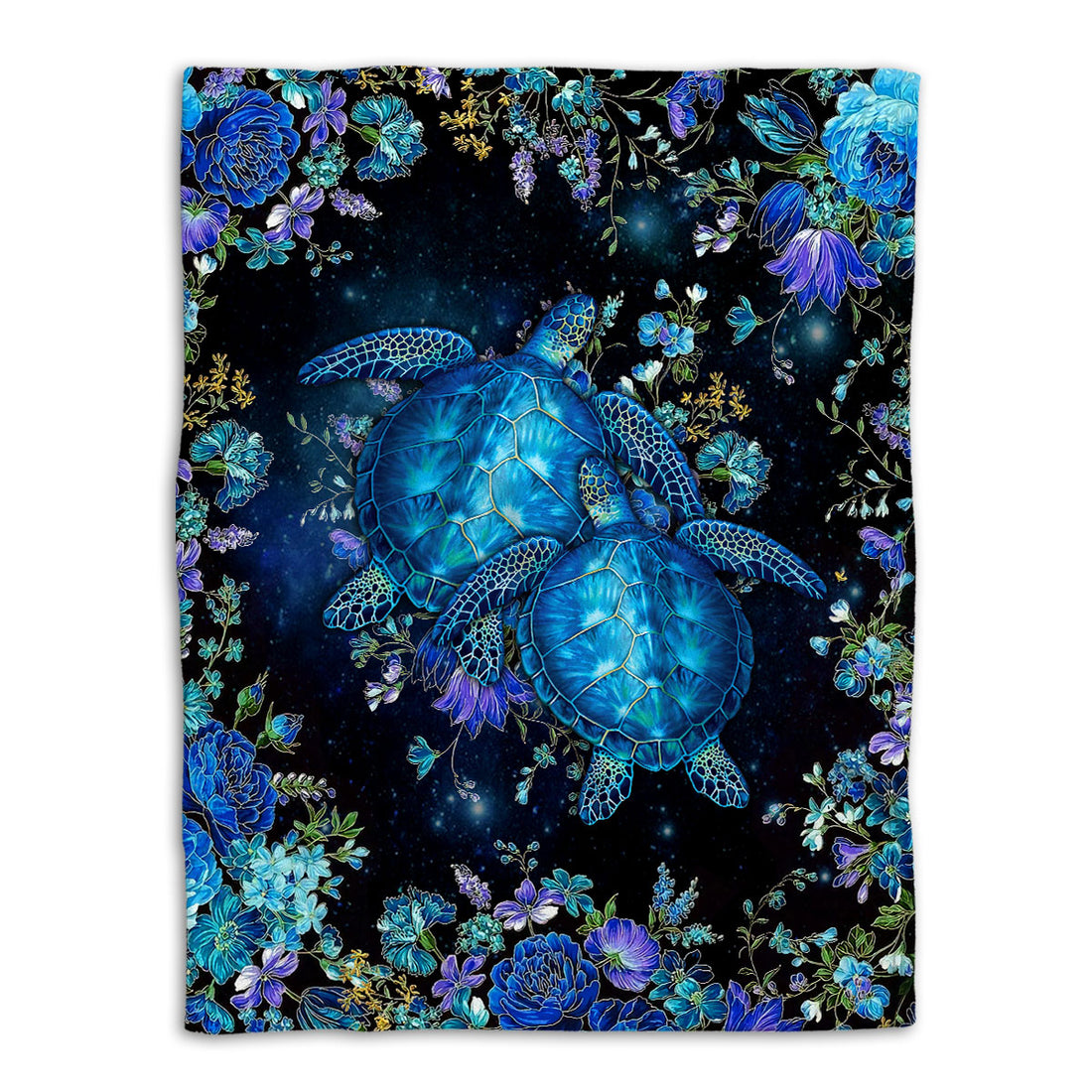 Ohaprints-Fleece-Sherpa-Blanket-Turtle-Blue-Flower-Ocean-Animal-Lover-Gift-Soft-Throw-Blanket-350-Fleece Blanket