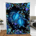 Ohaprints-Fleece-Sherpa-Blanket-Turtle-Blue-Flower-Ocean-Animal-Lover-Gift-Soft-Throw-Blanket-350-Sherpa Blanket