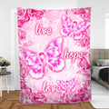 Ohaprints-Fleece-Sherpa-Blanket-Breast-Cancer-Awareness-Pink-Butterfly-Ribbon-Get-Well-Soon-Gifts-For-Women-Soft-Throw-Blanket-351-Sherpa Blanket