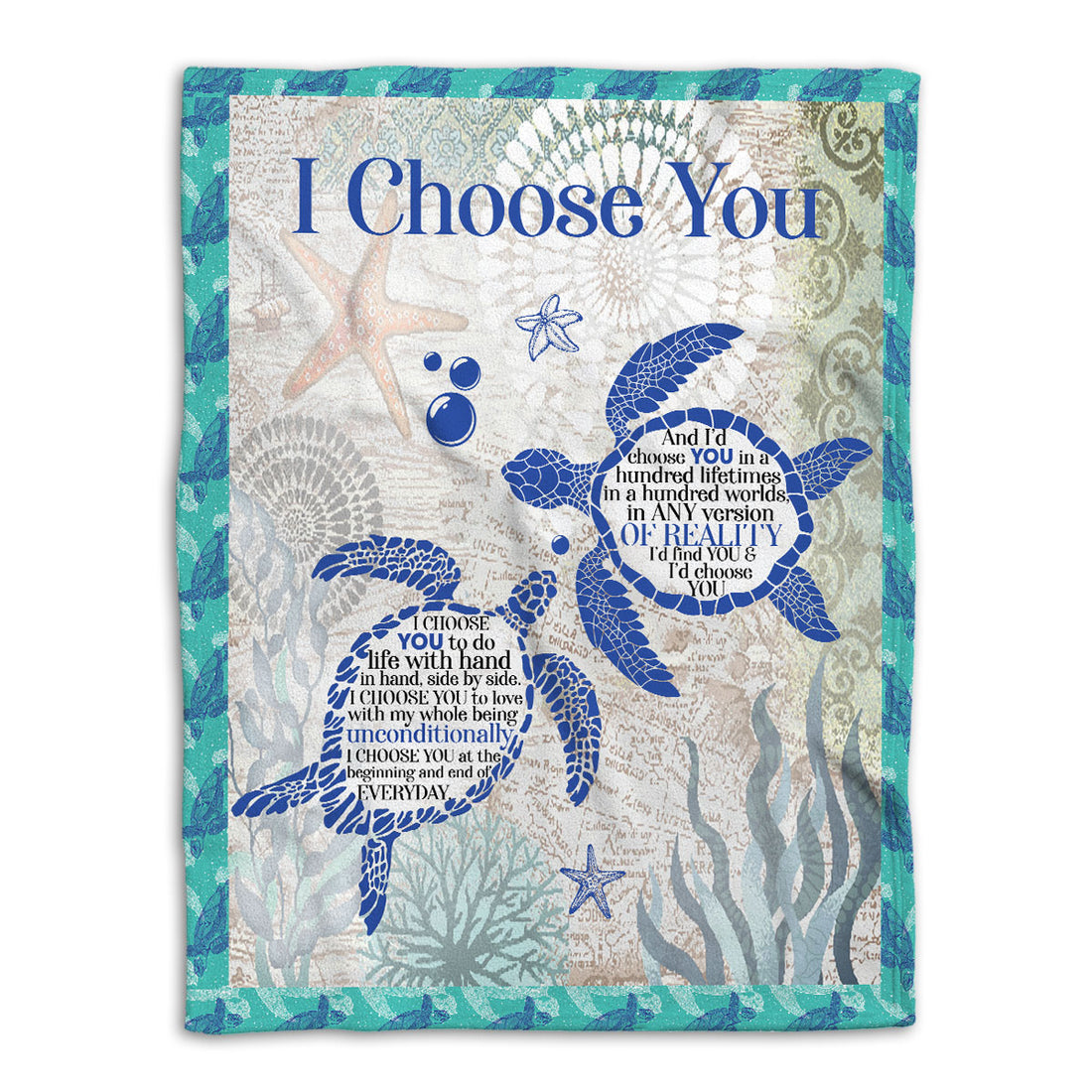 Ohaprints-Fleece-Sherpa-Blanket-Turtle-I-Choose-You-Couple-Gift-Soft-Throw-Blanket-1102-Fleece Blanket