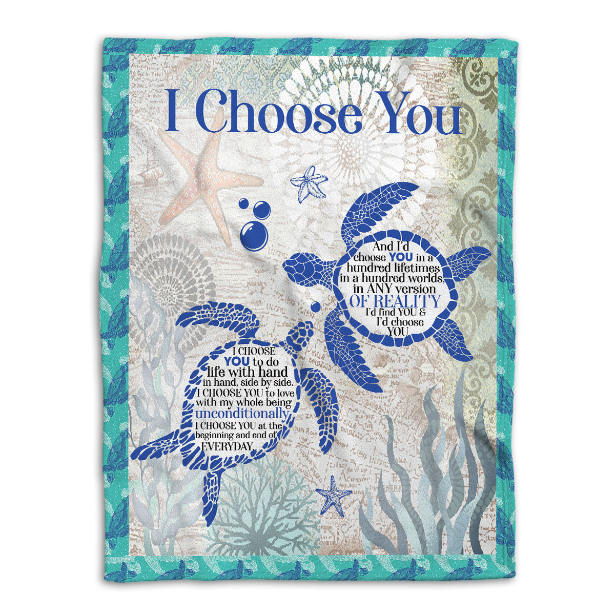 Ohaprints-Fleece-Sherpa-Blanket-Turtle-I-Choose-You-Couple-Gift-Soft-Throw-Blanket-1102-Fleece Blanket