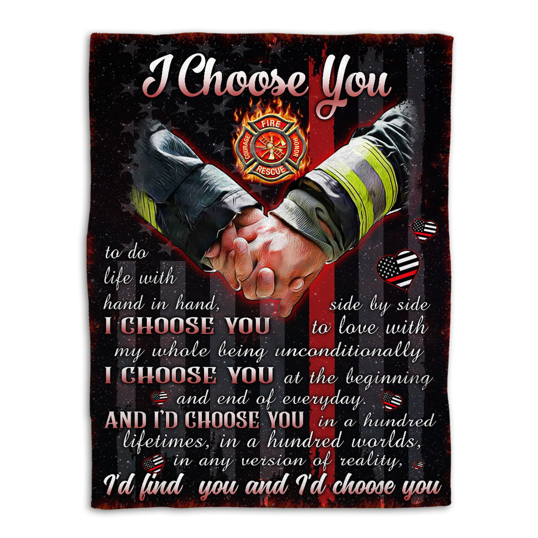 Ohaprints-Fleece-Sherpa-Blanket-Firefighter-I-Choose-You-Husband-Wife-Couple-Gift-Soft-Throw-Blanket-397-Fleece Blanket