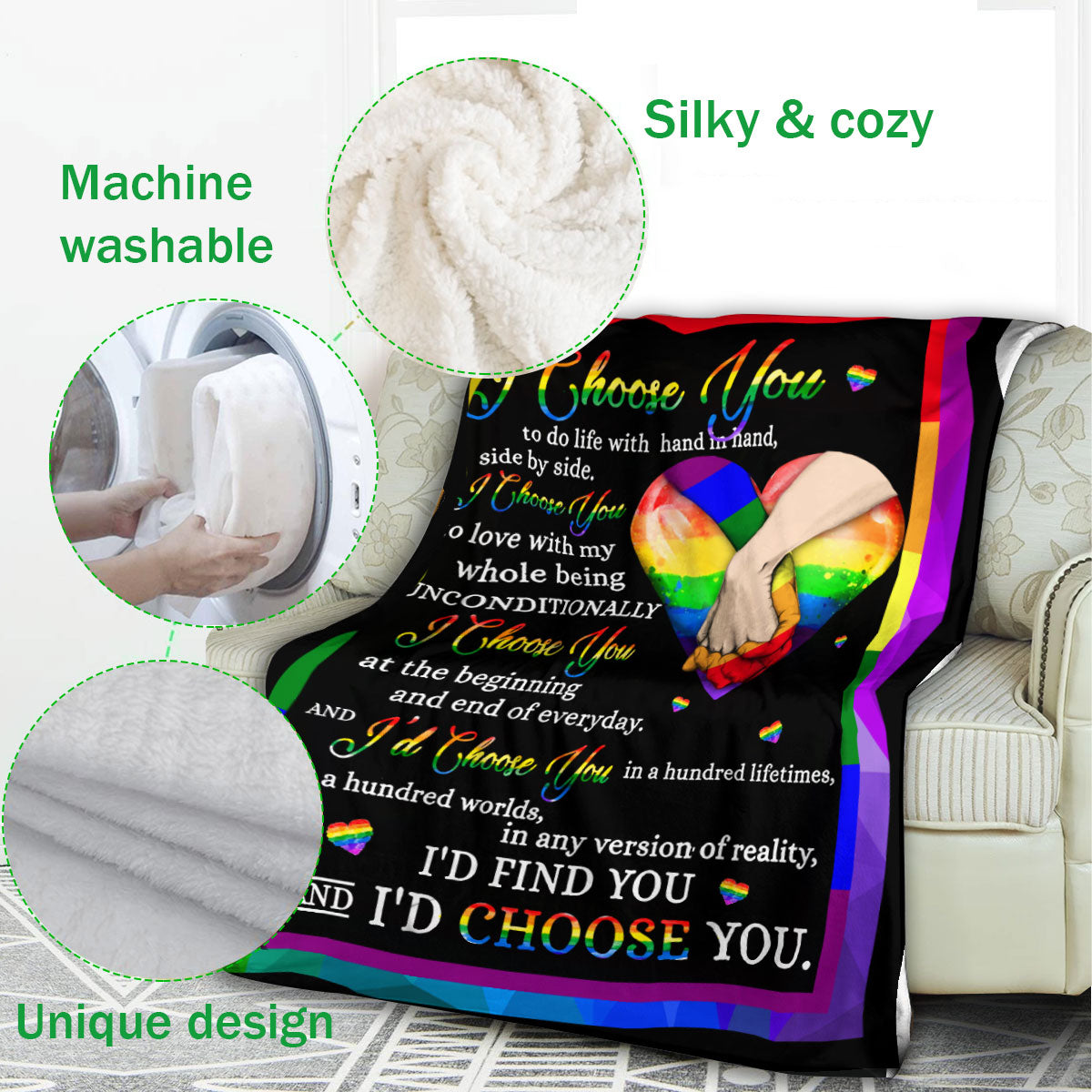 Ohaprints-Fleece-Sherpa-Blanket-Lgbt-I-Choose-You-Love-Pride-Couple-Gift-Soft-Throw-Blanket-431-Fleece Blanket