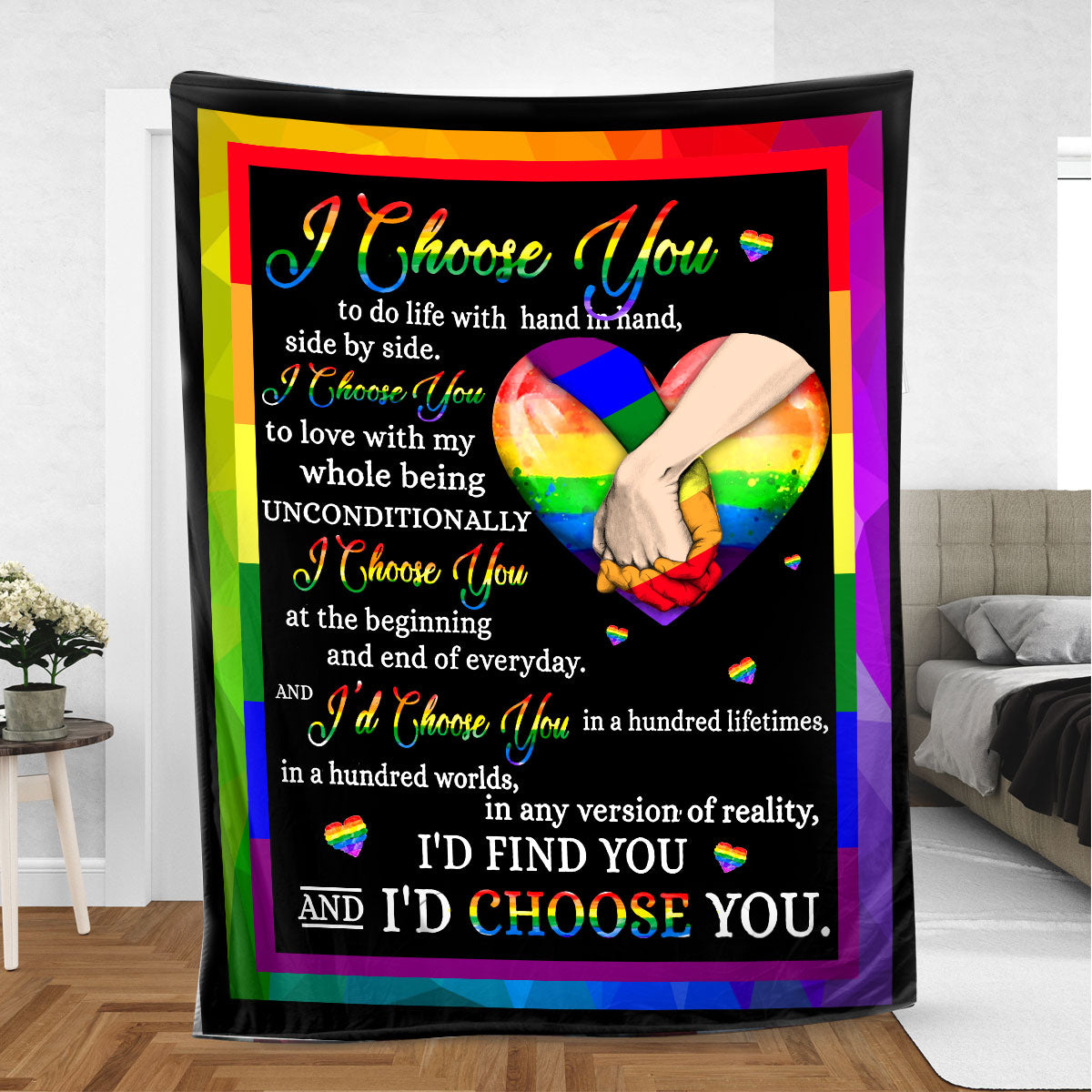 Ohaprints-Fleece-Sherpa-Blanket-Lgbt-I-Choose-You-Love-Pride-Couple-Gift-Soft-Throw-Blanket-431-Sherpa Blanket