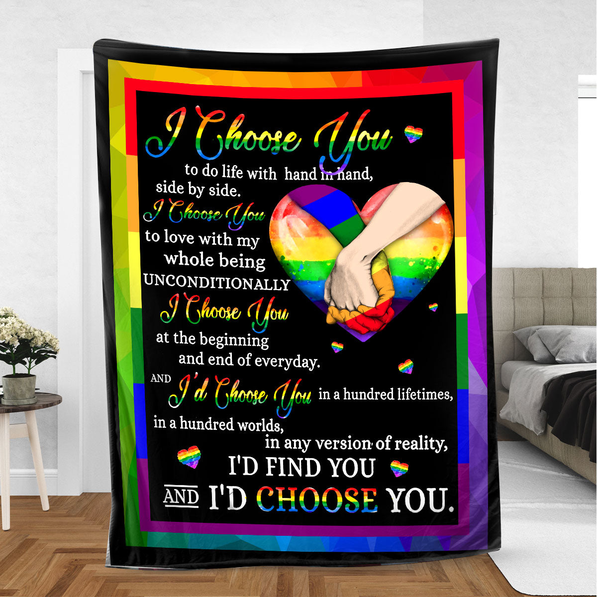 Ohaprints Fleece Sherpa Blanket Lgbt I Choose You Love Pride Couple -  OhaPrints