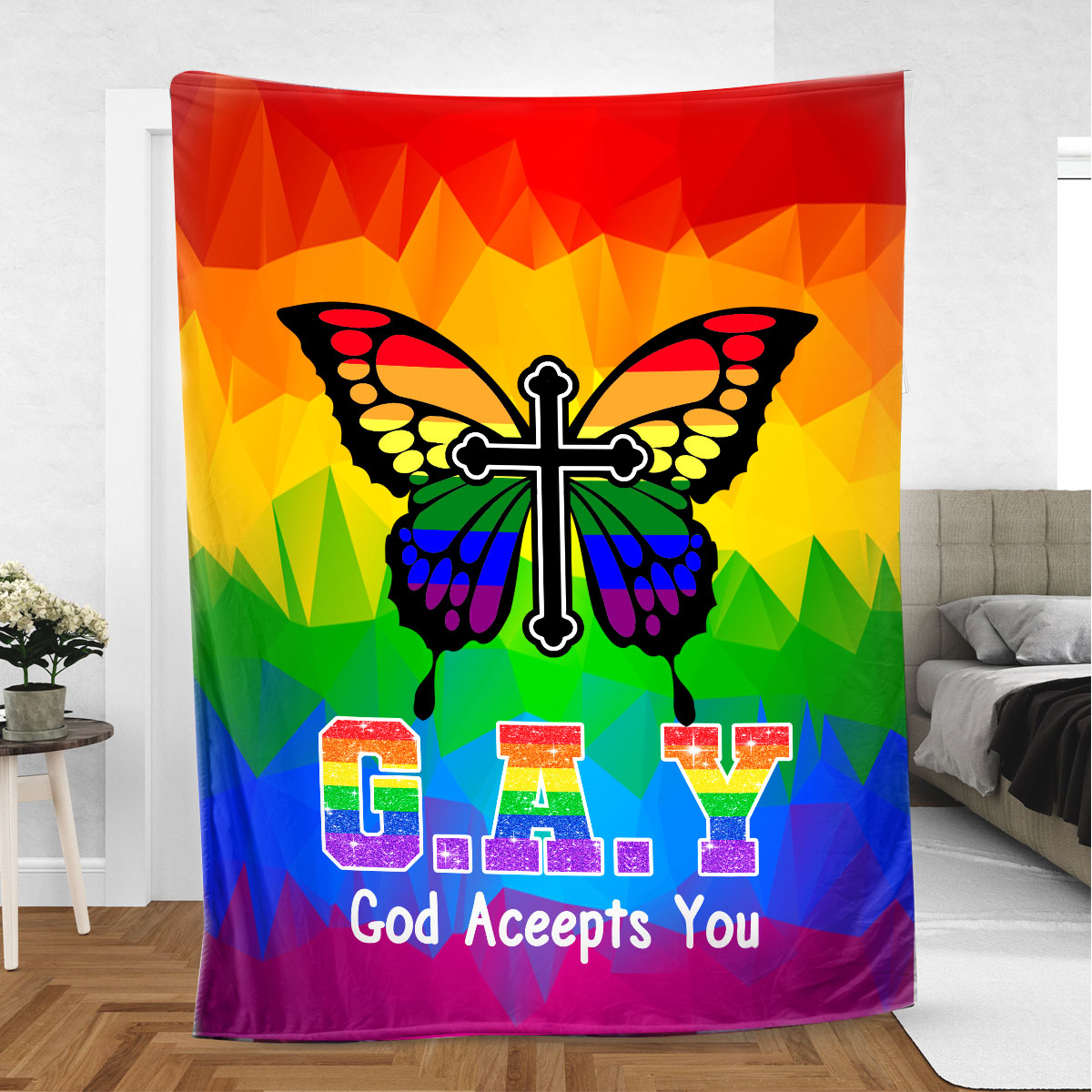 Ohaprints-Fleece-Sherpa-Blanket-Lgbt-Love-Is-Lover-Pride-Gift-Soft-Throw-Blanket-1105-Sherpa Blanket