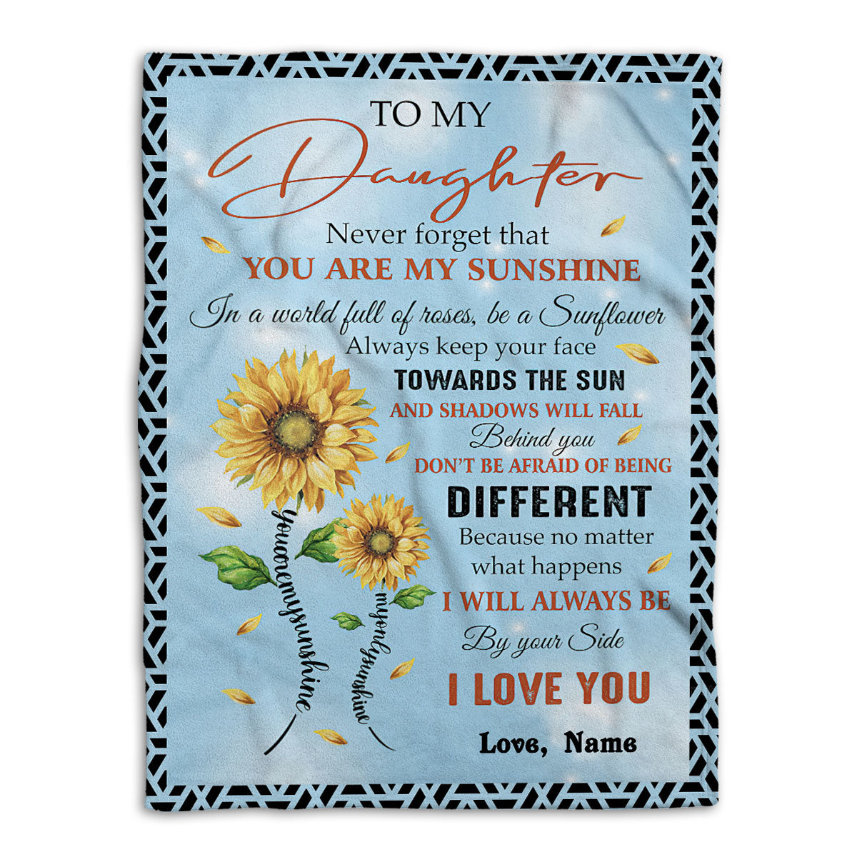 Ohaprints-Fleece-Sherpa-Blanket-To-My-Daughter-You-Are-My-Sunshine-Sunflower-Custom-Personalized-Name-Soft-Throw-Blanket-654-Fleece Blanket