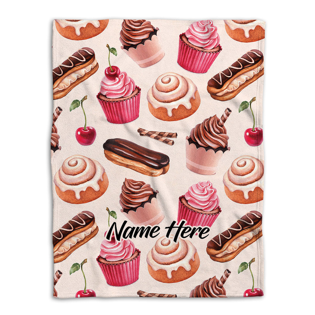 Ohaprints-Fleece-Sherpa-Blanket-Baking-Baker-Pink-Cake-Cupcake-Pattern-Custom-Personalized-Name-Soft-Throw-Blanket-594-Fleece Blanket