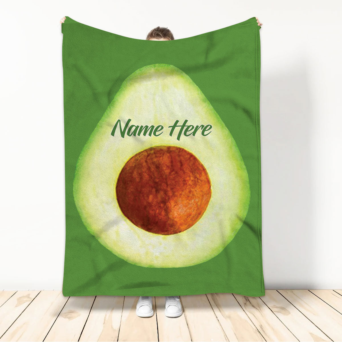 Ohaprints-Fleece-Sherpa-Blanket-Avocado-Fruit-Custom-Personalized-Name-Soft-Throw-Blanket-538-Sherpa Blanket