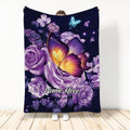 Ohaprints-Fleece-Sherpa-Blanket-Beautiful-Purple-Butterfly-&-Rose-Flower-Custom-Personalized-Name-Soft-Throw-Blanket-369-Sherpa Blanket