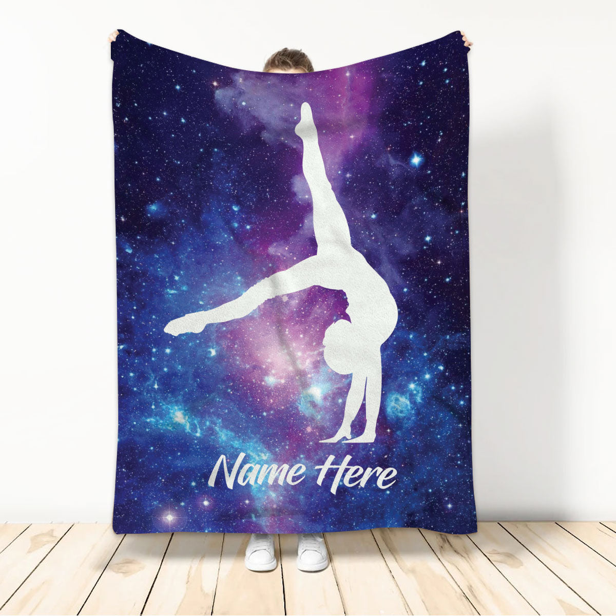 Ohaprints-Fleece-Sherpa-Blanket-Gymnastics-Sport-Galaxy-Custom-Personalized-Name-Soft-Throw-Blanket-356-Sherpa Blanket