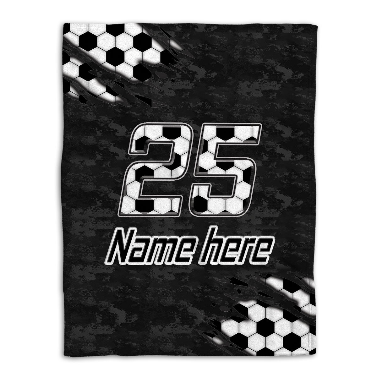 Ohaprints-Fleece-Sherpa-Blanket-Soccer-B&W-Ball-Pattern-Black-Camo-Custom-Personalized-Name-Number-Soft-Throw-Blanket-1151-Sherpa Blanket