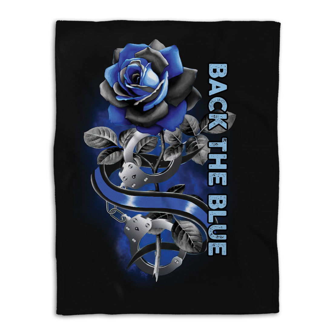 Ohaprints-Fleece-Sherpa-Blanket-Police-Back-The-Blue-Rose-Rosy-Floral-Proud-Thin-Blue-Line-Flag-Soft-Throw-Blanket-433-Fleece Blanket