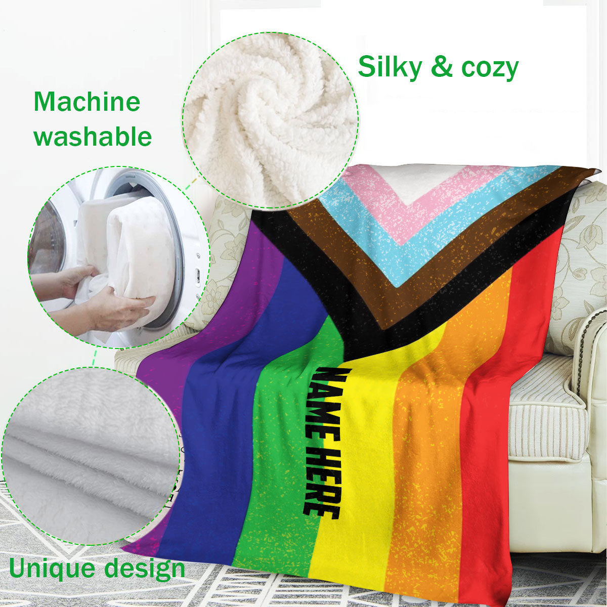 Ohaprints-Fleece-Sherpa-Blanket-Lgbtq-Rainbow-Flag-Lgbt-Pride-Love-Is-Love-Wins-Custom-Personalized-Name-Soft-Throw-Blanket-550-Fleece Blanket