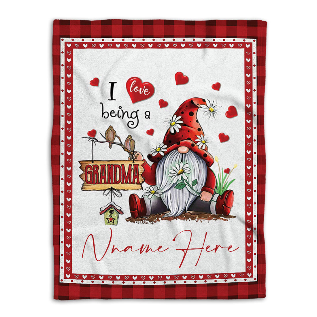 Ohaprints-Fleece-Sherpa-Blanket-Gnome-I-Love-Being-A-Grandma-Custom-Personalized-Name-Soft-Throw-Blanket-663-Fleece Blanket