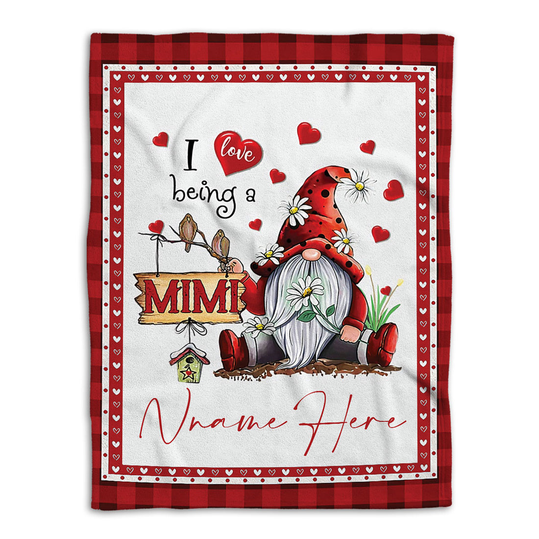 Ohaprints-Fleece-Sherpa-Blanket-Gnome-I-Love-Being-A-Mimi-Custom-Personalized-Name-Soft-Throw-Blanket-413-Fleece Blanket