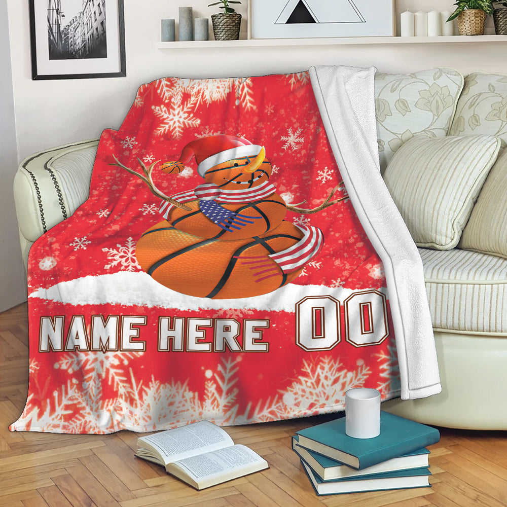 Ohaprints-Fleece-Sherpa-Blanket-Christmas-Basketball-Snowman-Snowflake-Custom-Personalized-Name-Number-Soft-Throw-Blanket-1929-Fleece Blanket