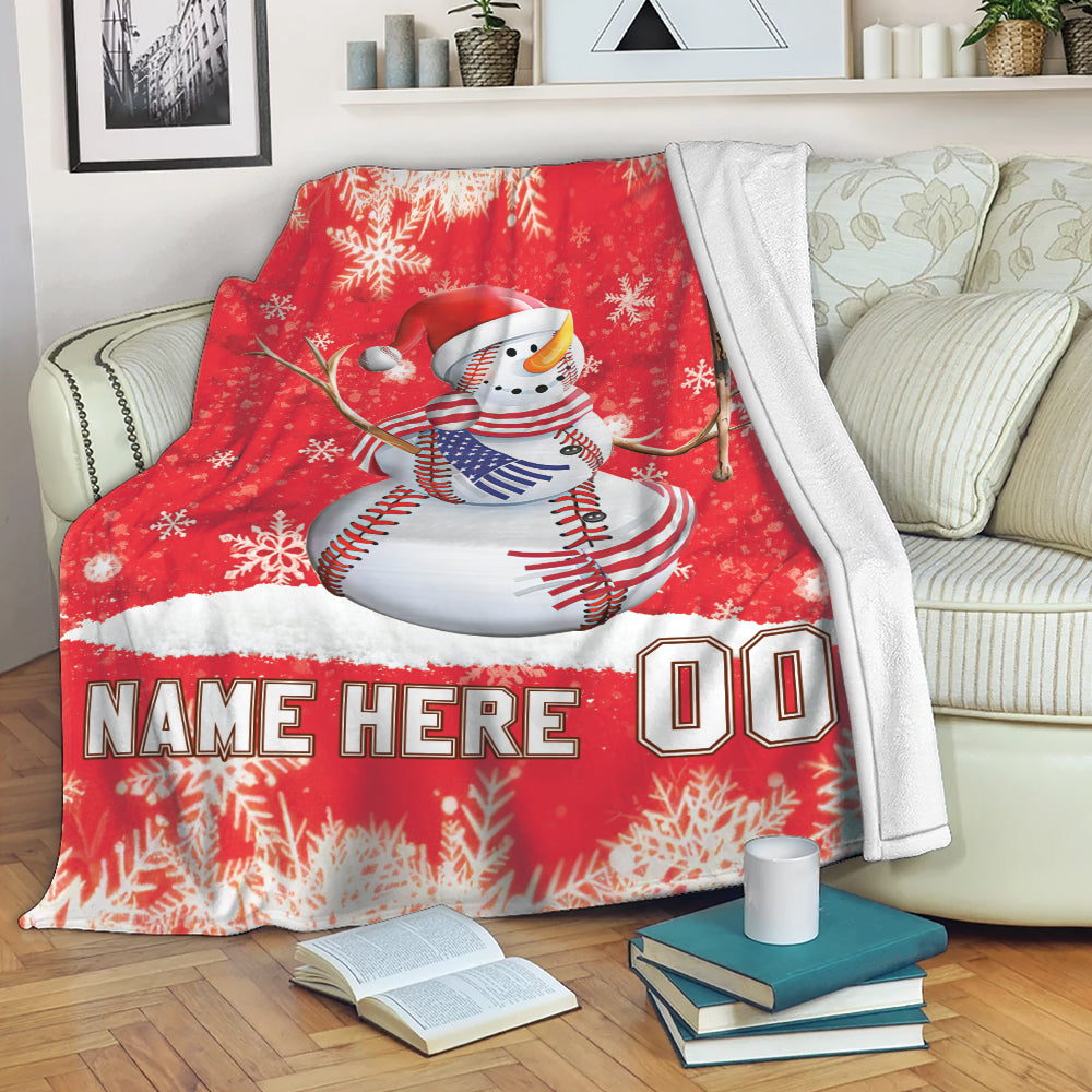 Ohaprints-Fleece-Sherpa-Blanket-Christmas-Baseball-Snowman-Snowflake-Custom-Personalized-Name-Number-Soft-Throw-Blanket-1930-Fleece Blanket