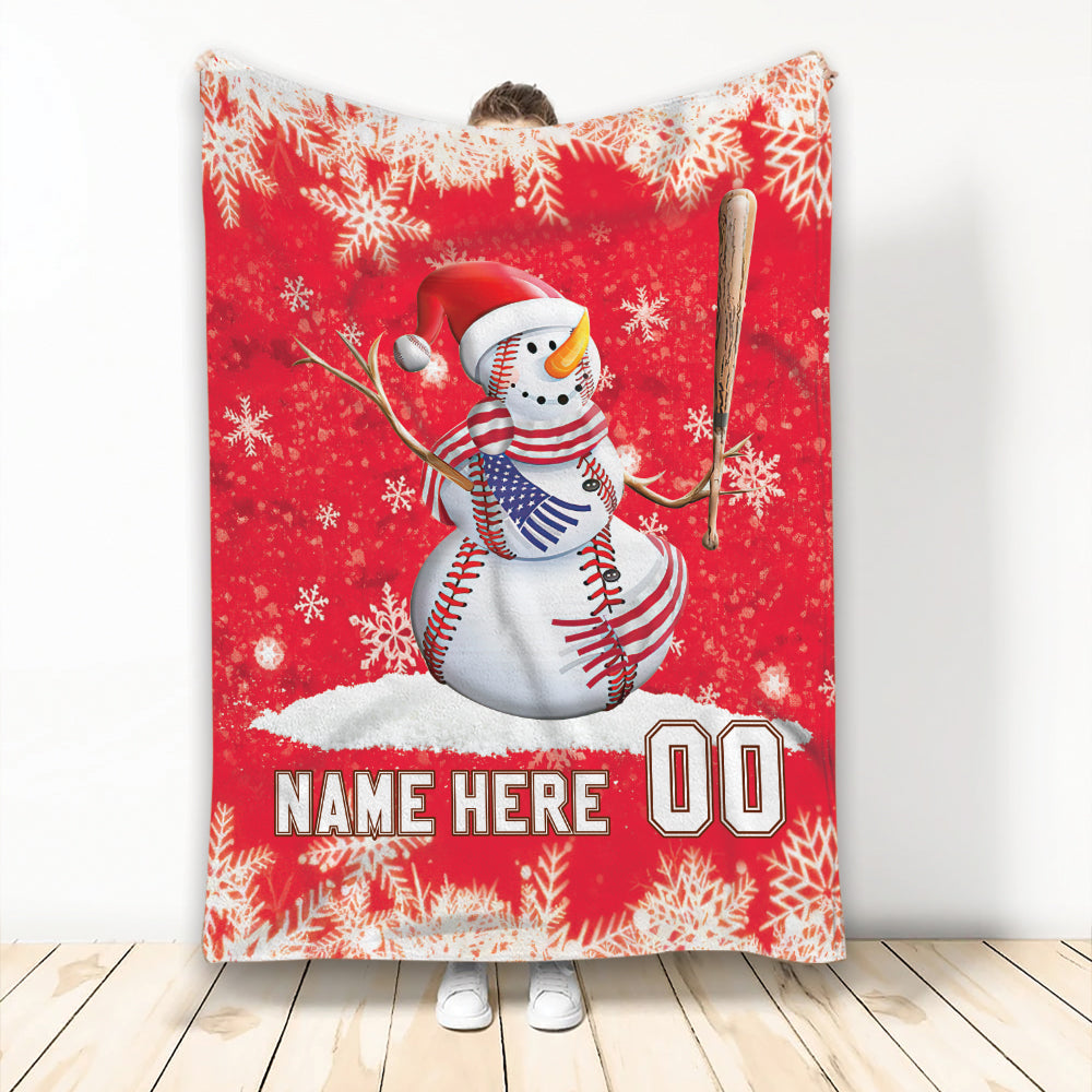 Ohaprints-Fleece-Sherpa-Blanket-Christmas-Baseball-Snowman-Snowflake-Custom-Personalized-Name-Number-Soft-Throw-Blanket-1930-Fleece Blanket