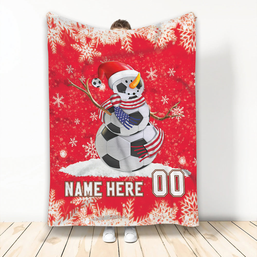 Ohaprints-Fleece-Sherpa-Blanket-Christmas-Soccer-Snowman-Snowflake-Custom-Personalized-Name-Number-Soft-Throw-Blanket-1931-Fleece Blanket