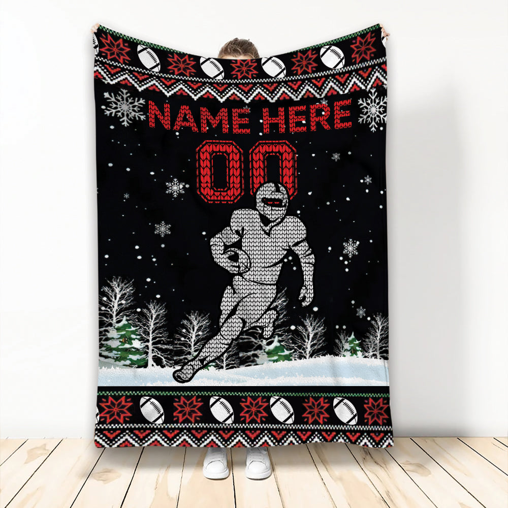 Ohaprints-Fleece-Sherpa-Blanket-Christmas-American-Football-Player-Unique-Gift-Custom-Personalized-Name-Number-Soft-Throw-Blanket-1938-Fleece Blanket