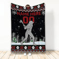 Ohaprints-Fleece-Sherpa-Blanket-Christmas-Softball-Player-Ugly-Pattern-Custom-Personalized-Name-Number-Soft-Throw-Blanket-1941-Fleece Blanket