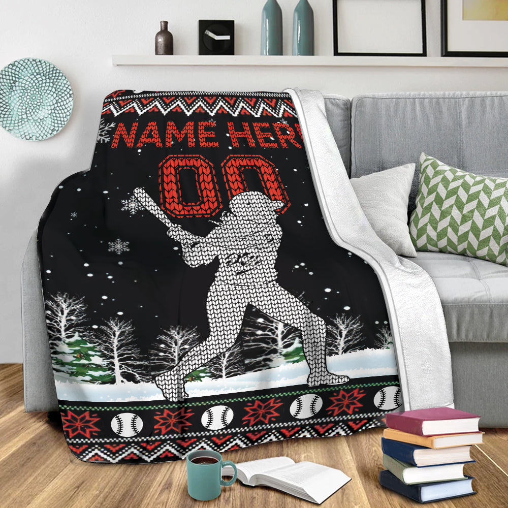 Ohaprints-Fleece-Sherpa-Blanket-Christmas-Softball-Player-Ugly-Pattern-Custom-Personalized-Name-Number-Soft-Throw-Blanket-1941-Sherpa Blanket