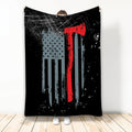 Ohaprints-Fleece-Sherpa-Blanket-American-Firefighter-Firefighter-Thin-Red-Line-Flag-Gift-For-Firefighter-Soft-Throw-Blanket-2135-Fleece Blanket