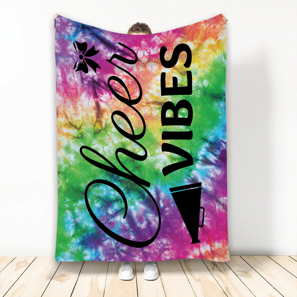 Ohaprints-Fleece-Sherpa-Blanket-Cheer-Vibes-Girl'S-Cheerleading-Tie-Dye-Velveteen-Gift-For-Cheerleading-Soft-Throw-Blanket-2136-Fleece Blanket