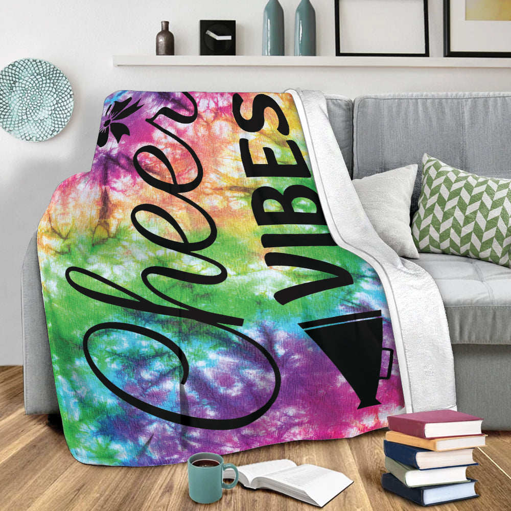 Ohaprints-Fleece-Sherpa-Blanket-Cheer-Vibes-Girl'S-Cheerleading-Tie-Dye-Velveteen-Gift-For-Cheerleading-Soft-Throw-Blanket-2136-Sherpa Blanket