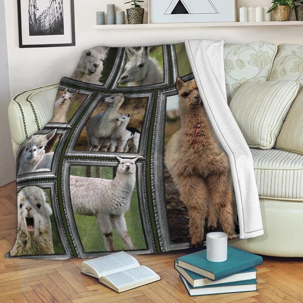 Ohaprints-Fleece-Sherpa-Blanket-Funny-Llama-Patchwork-Window-Gift-For-Llama-Lovers-Soft-Throw-Blanket-2137-Fleece Blanket