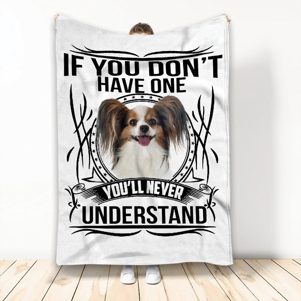 Ohaprints-Fleece-Sherpa-Blanket-Christmas-Papillon-Dog-Soft-Throw-Blanket-2142-Fleece Blanket