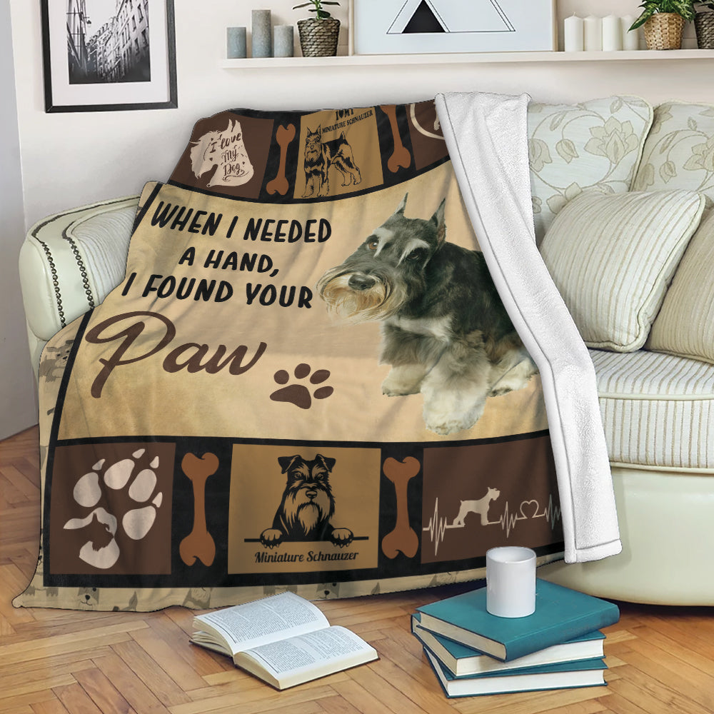 Ohaprints-Fleece-Sherpa-Blanket-Miniature-Schnauzer-Dog-Throw-When-I-Needed-A-Hand-I-Found-Your-Paw-Soft-Throw-Blanket-2144-Fleece Blanket