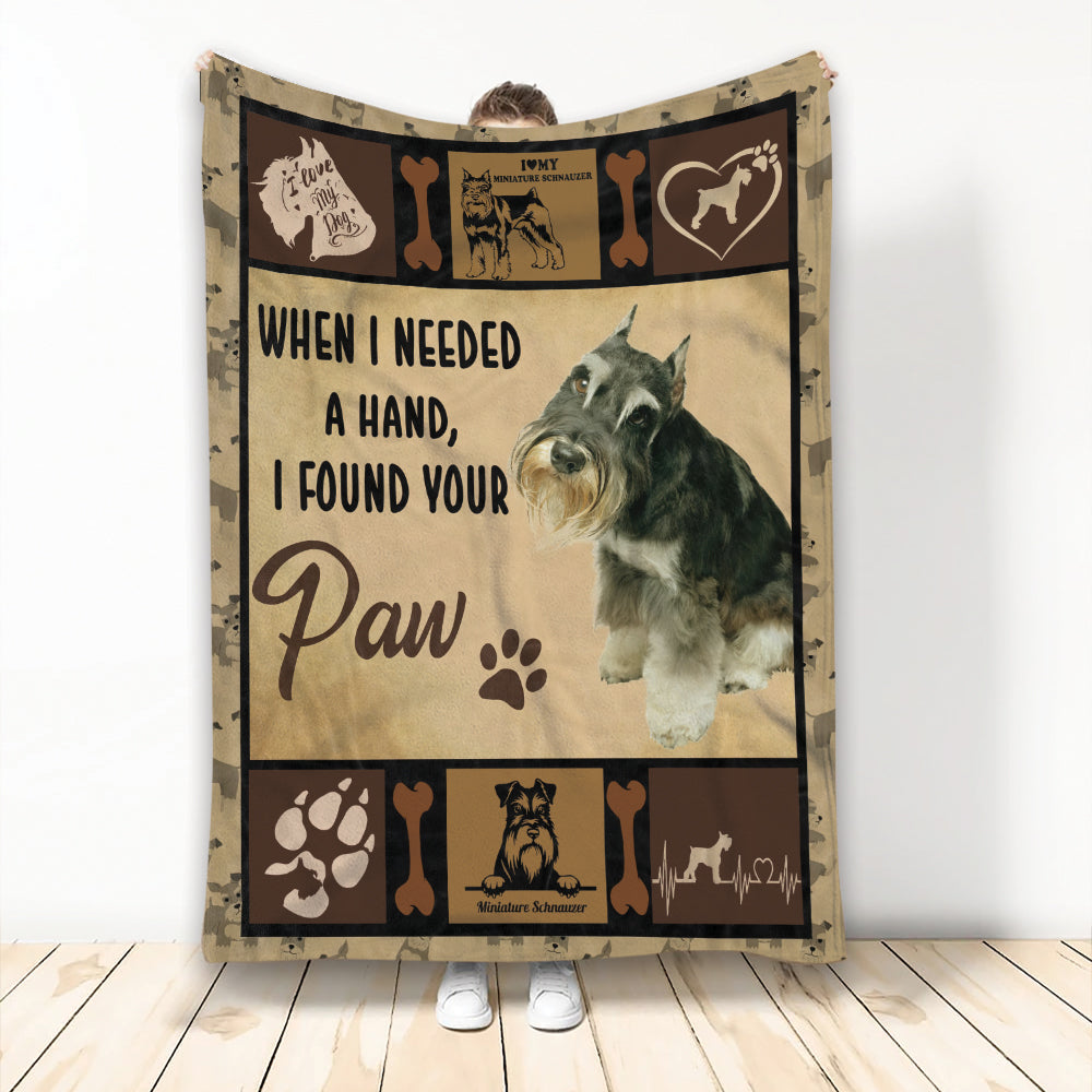 Ohaprints-Fleece-Sherpa-Blanket-Miniature-Schnauzer-Dog-Throw-When-I-Needed-A-Hand-I-Found-Your-Paw-Soft-Throw-Blanket-2144-Fleece Blanket