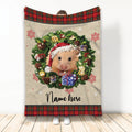 Ohaprints-Fleece-Sherpa-Blanket-Hamster-Wearing-Christmas-Hat-Wreath-Custom-Personalized-Name-Soft-Throw-Blanket-1943-Fleece Blanket