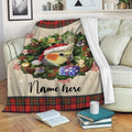 Ohaprints-Fleece-Sherpa-Blanket-Cockatiel-Wearing-Christmas-Hat-Wreath-Custom-Personalized-Name-Soft-Throw-Blanket-1946-Fleece Blanket