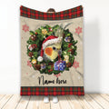 Ohaprints-Fleece-Sherpa-Blanket-Cockatiel-Wearing-Christmas-Hat-Wreath-Custom-Personalized-Name-Soft-Throw-Blanket-1946-Fleece Blanket