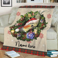 Ohaprints-Fleece-Sherpa-Blanket-Cockatiel-Wearing-Christmas-Hat-Wreath-Custom-Personalized-Name-Soft-Throw-Blanket-1946-Sherpa Blanket