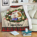 Ohaprints-Fleece-Sherpa-Blanket-Guinea-Pig-Wearing-Christmas-Hat-Wreath-Custom-Personalized-Name-Soft-Throw-Blanket-1947-Fleece Blanket