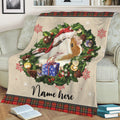 Ohaprints-Fleece-Sherpa-Blanket-Guinea-Pig-Wearing-Christmas-Hat-Wreath-Custom-Personalized-Name-Soft-Throw-Blanket-1947-Sherpa Blanket