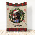 Ohaprints-Fleece-Sherpa-Blanket-Horse-Wearing-Christmas-Hat-Wreath-Custom-Personalized-Name-Soft-Throw-Blanket-1951-Fleece Blanket