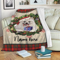 Ohaprints-Fleece-Sherpa-Blanket-White-Pomeranian-Wearing-Christmas-Hat-Wreath-Custom-Personalized-Name-Soft-Throw-Blanket-1953-Fleece Blanket