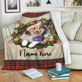 Ohaprints-Fleece-Sherpa-Blanket-Rough-Collie-Wearing-Christmas-Hat-Wreath-Custom-Personalized-Name-Soft-Throw-Blanket-1954-Fleece Blanket