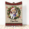 Ohaprints-Fleece-Sherpa-Blanket-Rough-Collie-Wearing-Christmas-Hat-Wreath-Custom-Personalized-Name-Soft-Throw-Blanket-1954-Fleece Blanket