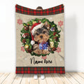 Ohaprints-Fleece-Sherpa-Blanket-Yorkshire-Terrier-Wearing-Christmas-Hat-Wreath-Custom-Personalized-Name-Soft-Throw-Blanket-1955-Fleece Blanket