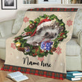 Ohaprints-Fleece-Sherpa-Blanket-Hedgehog-Wearing-Christmas-Hat-Wreath-Custom-Personalized-Name-Soft-Throw-Blanket-1956-Sherpa Blanket