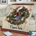 Ohaprints-Fleece-Sherpa-Blanket-Miniature-Pinscher-Wearing-Christmas-Hat-Wreath-Custom-Personalized-Name-Soft-Throw-Blanket-1957-Sherpa Blanket